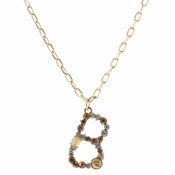 16" NEUTRAL TONE STONE & CZECH INITIAL NECKLACE