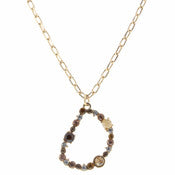 16" NEUTRAL TONE STONE & CZECH INITIAL NECKLACE