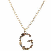 16" NEUTRAL TONE STONE & CZECH INITIAL NECKLACE