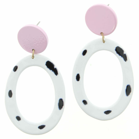 Black & White Dotted Oval Earrings