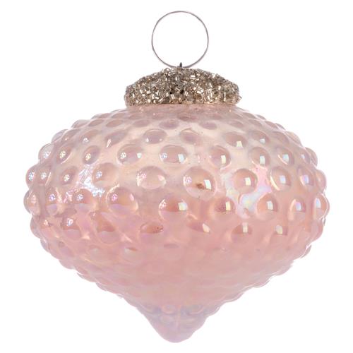 Hobnail Drop Glass Ornament Blush