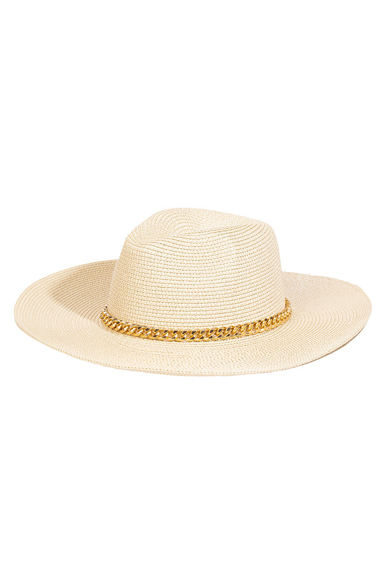 Chain Strap Braided Fashion Sun Hat