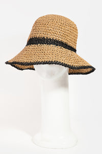 Stripe Dual Tone Straw Bucket Hat