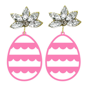 Pink Acrylic Easter Egg Earrings