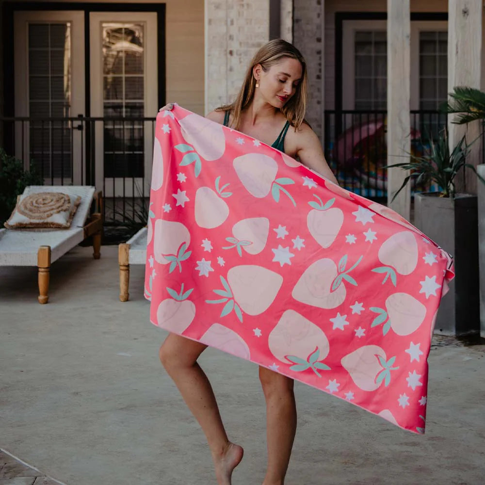 Katydid Strawberries Quick Dry Beach Towel