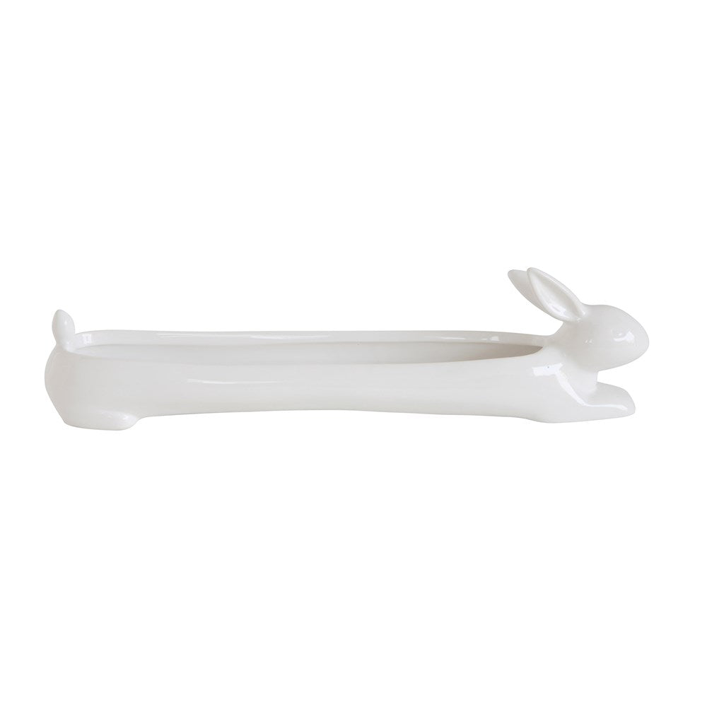 Ceramic Rabbit Cracker Dish, White