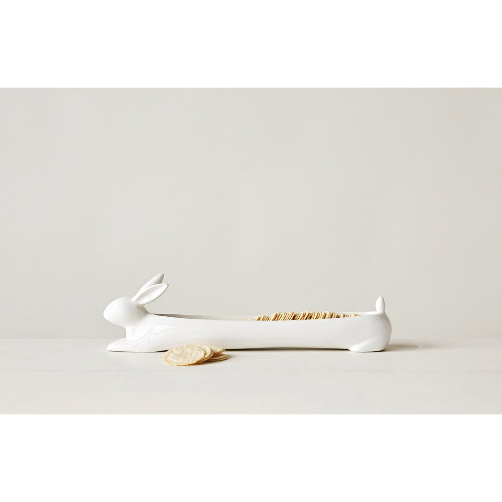 Ceramic Rabbit Cracker Dish, White