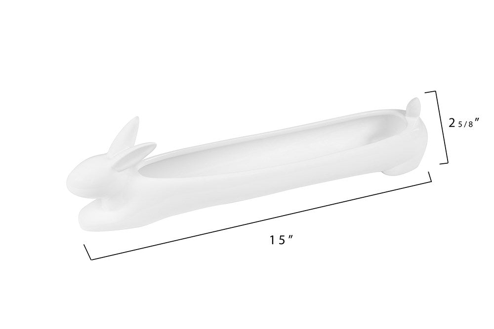 Ceramic Rabbit Cracker Dish, White