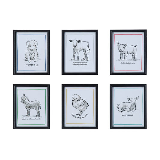 Wood Framed Wall Decor w/ Animal, 6 Styles