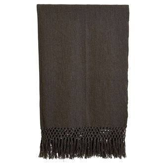 50"L x 60"W Woven Cotton Throw w/ Crochet & Fringe