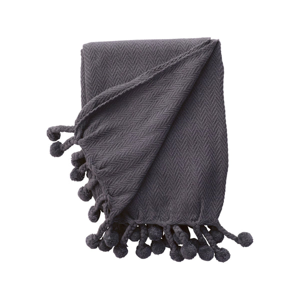 Woven Cotton Throw with Tassels Brown/Iron