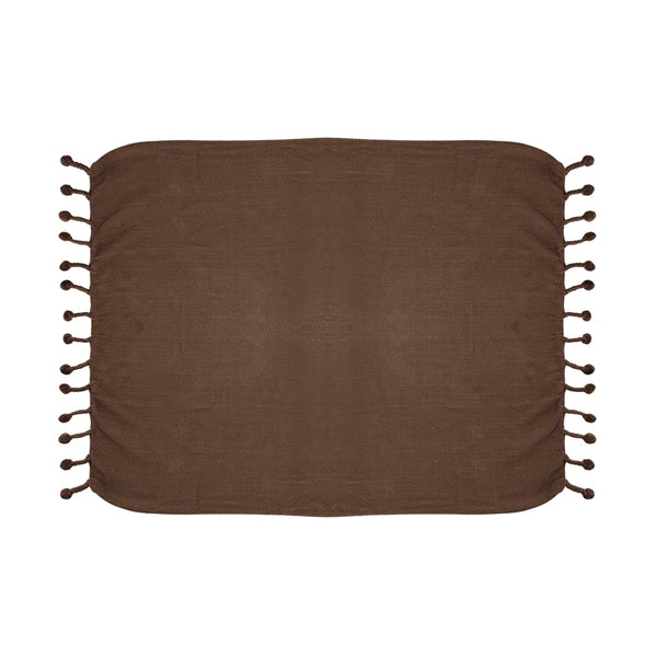 Woven Cotton Throw with Tassels Brown/Iron