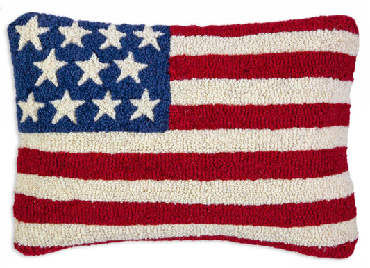 Chandler 4 Corners - Stars and Stripes  12"x18" Hooked Wool Pillow