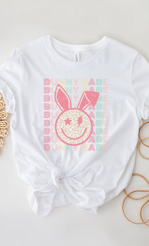 Bunny Babe Colorful Leopard Easter Tee