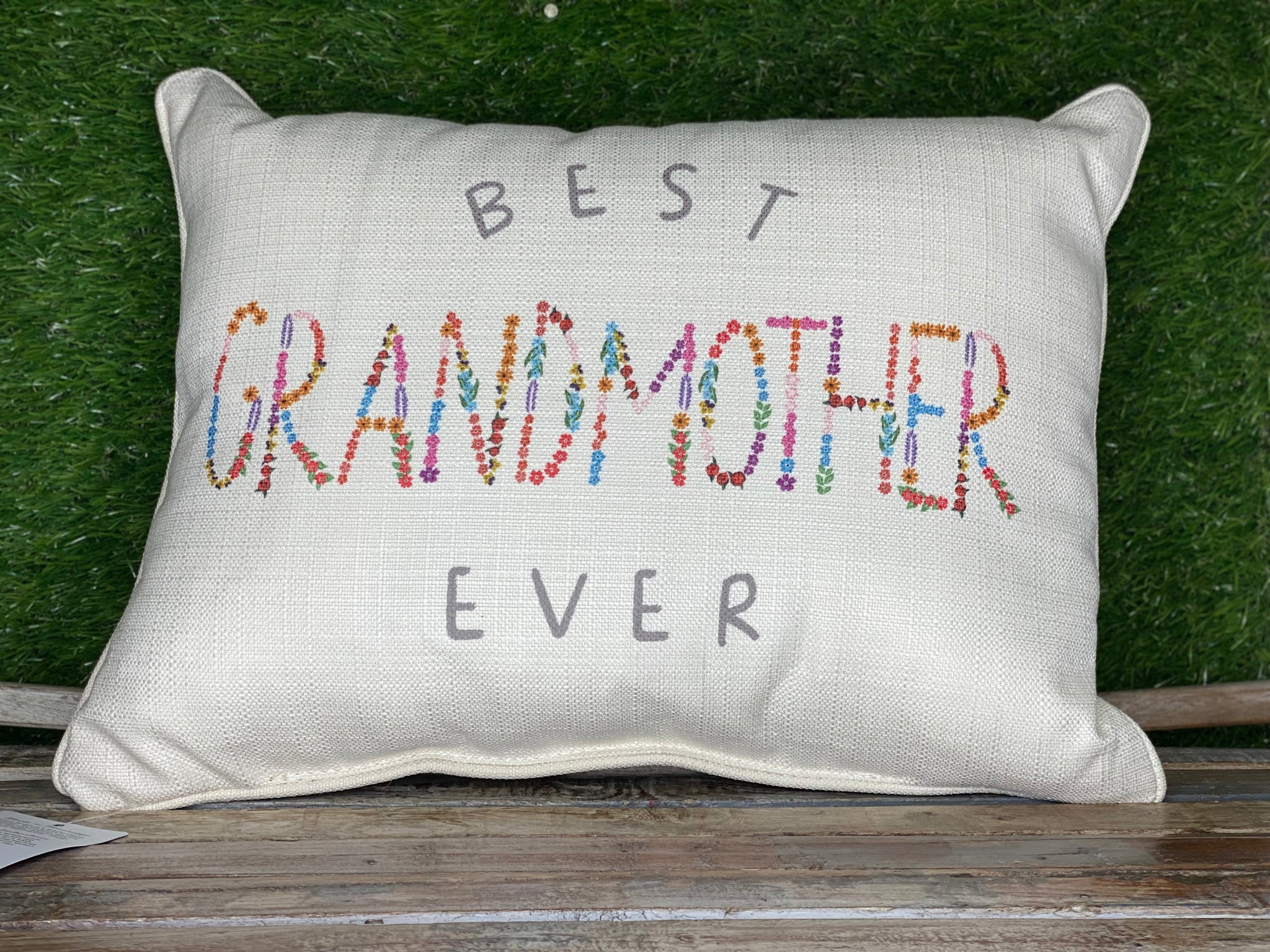 Best Grandmother Floral Pillow Pipped