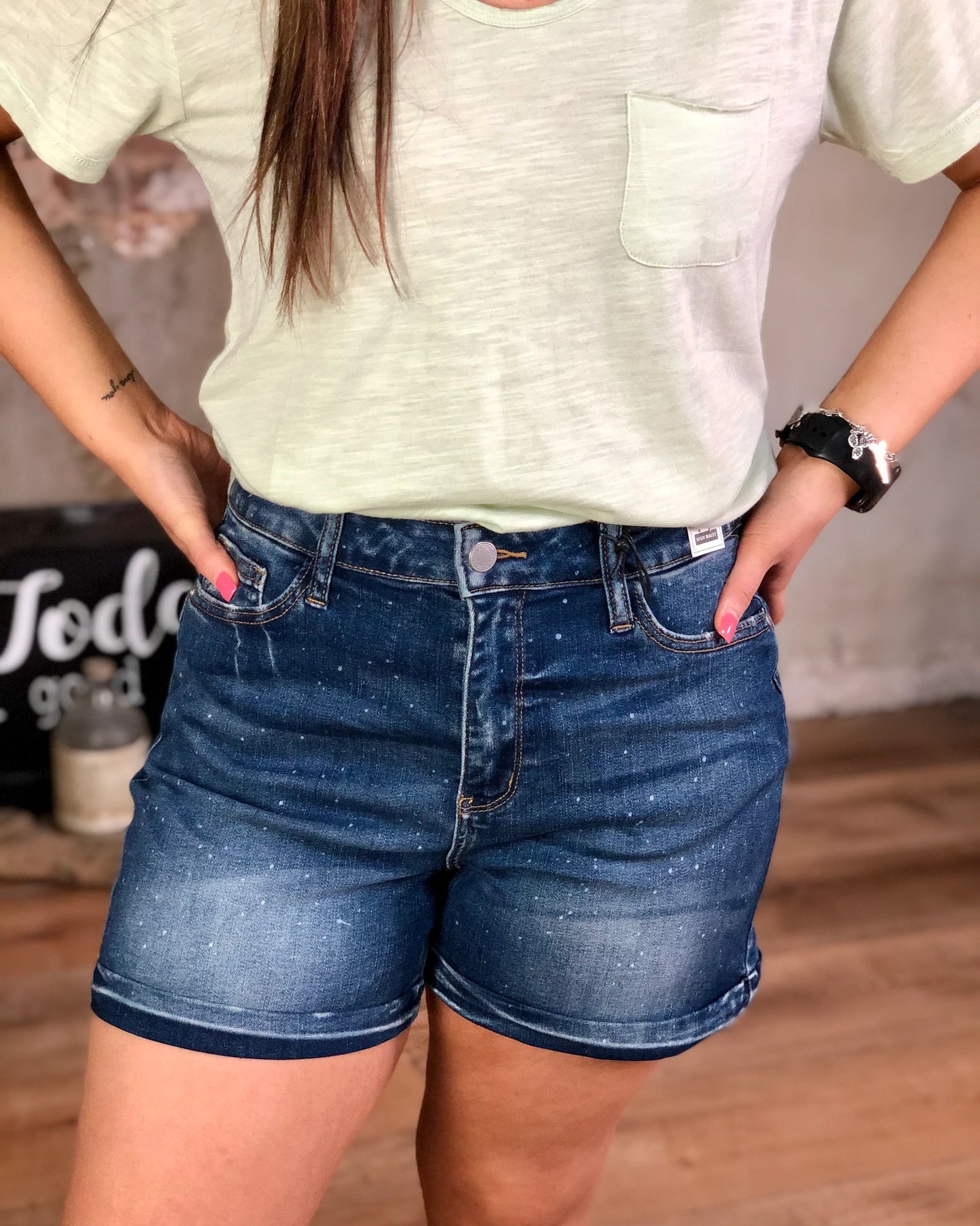 Judy Blue Galaxy Bleach Splash Shorts