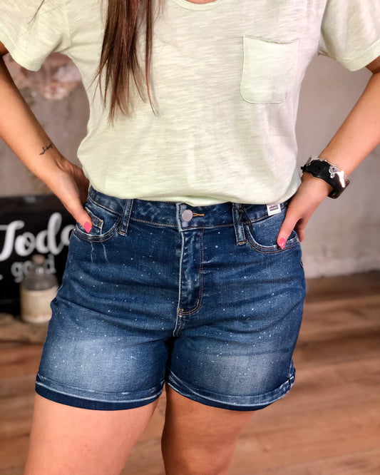 Judy Blue Galaxy Bleach Splash Shorts