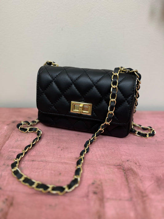 Genuine Leather Quilted Evening Bag