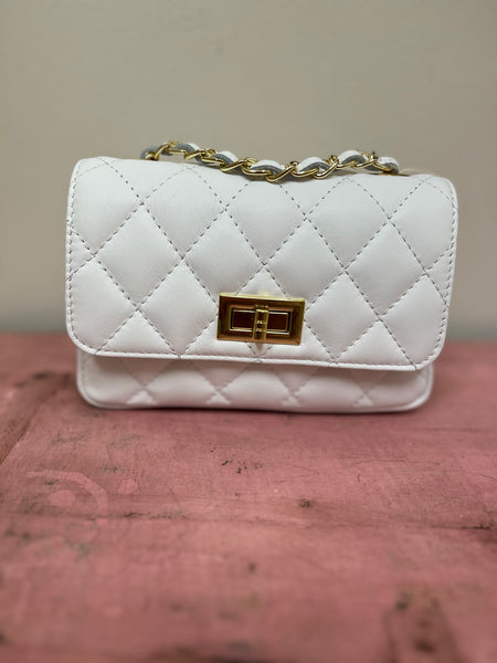 Genuine Leather Quilted Evening Bag
