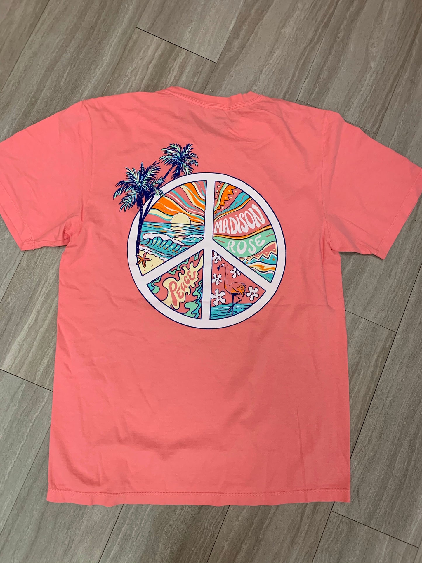 Pink Peace Sign Pocket T-shirt