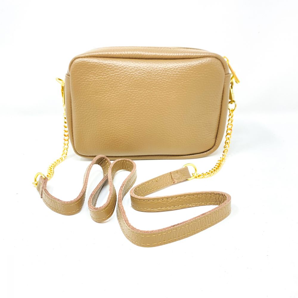 Genuine Leather Double Zipper Clutch