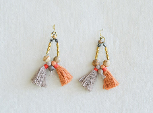 3"L Copper & Metal Clementine Earrings