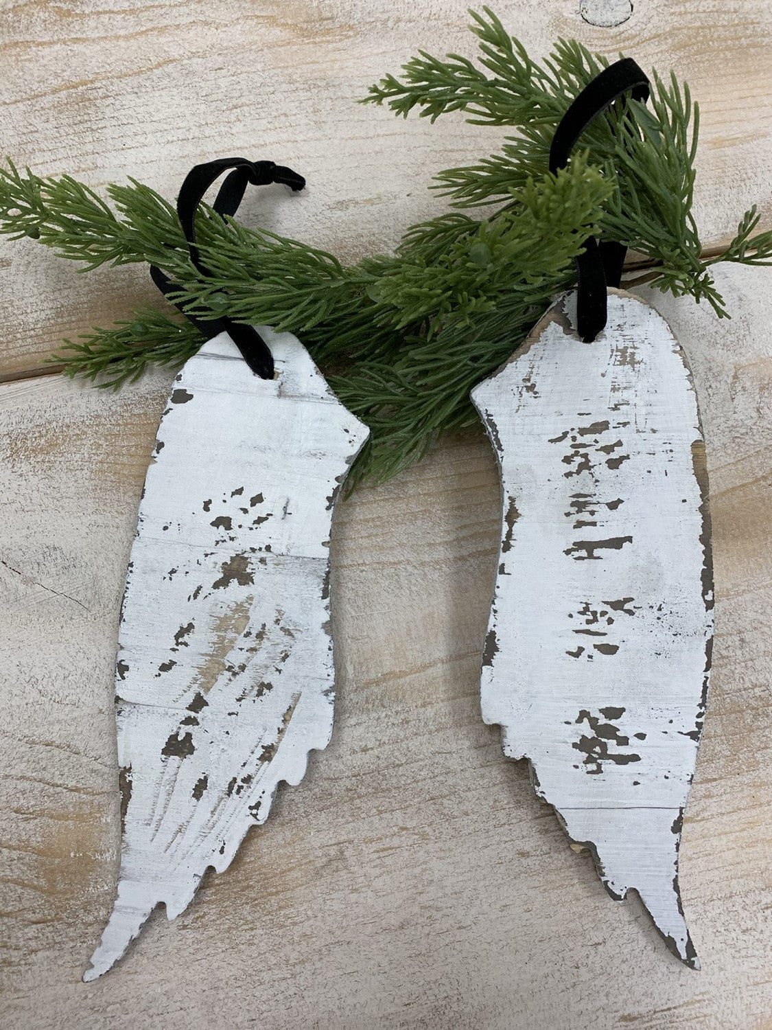 9" Distressed Wood Angel Wing Ornament