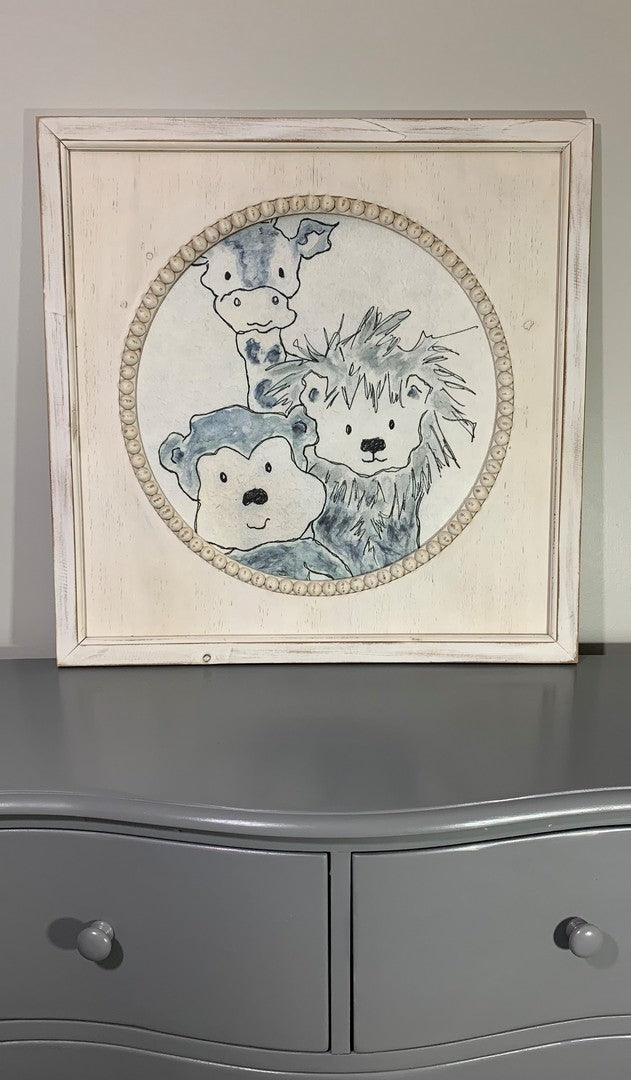 Animal Trio Print with Beaded Frame,©Tawnya Norton