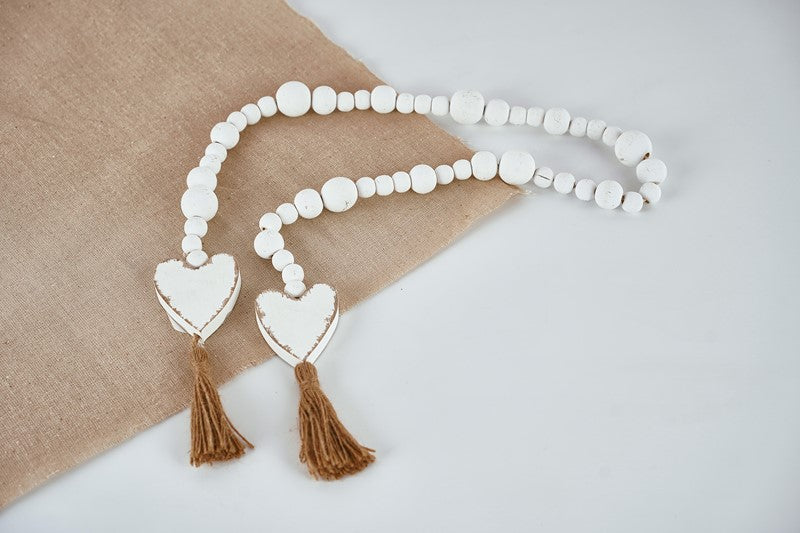 41" Blessing Beads, White Hearts