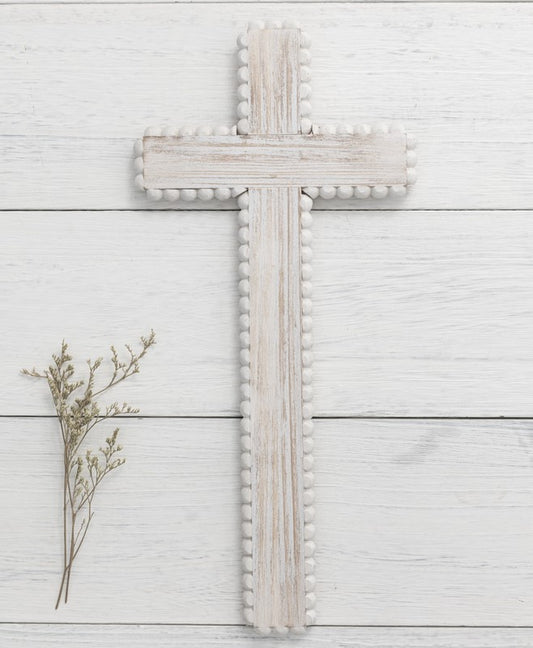 Wood Beaded Wall Cross