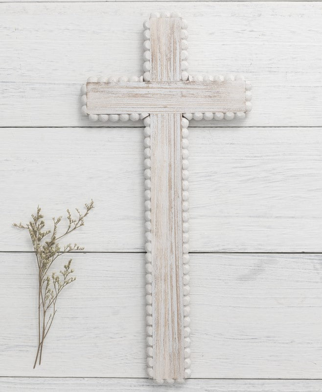 Wood Beaded Wall Cross