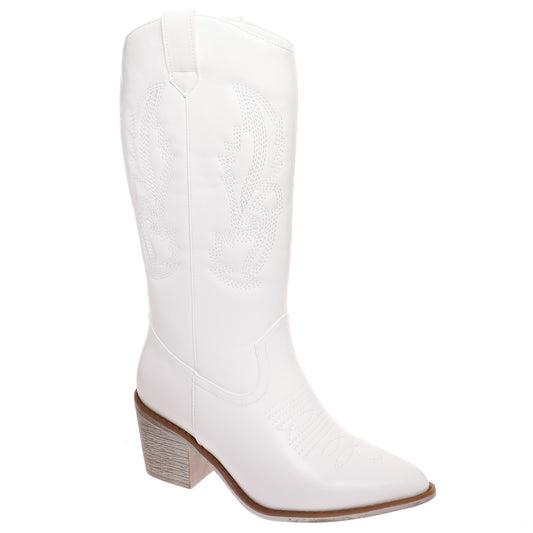 White Tall Cowgirl Boot