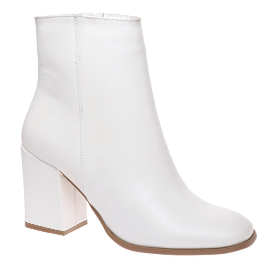 White Square Heel Bootie