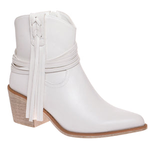 White Fringe Ankle Bootie