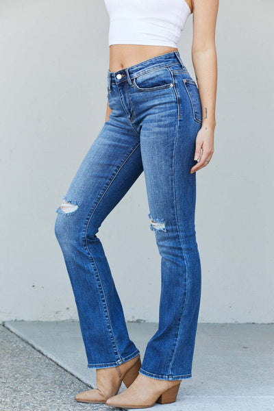 Judy Blue Mid Rise Distressed Bootcut Jeans