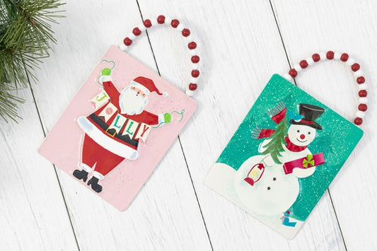 Santa / Snowman Metal Ornament