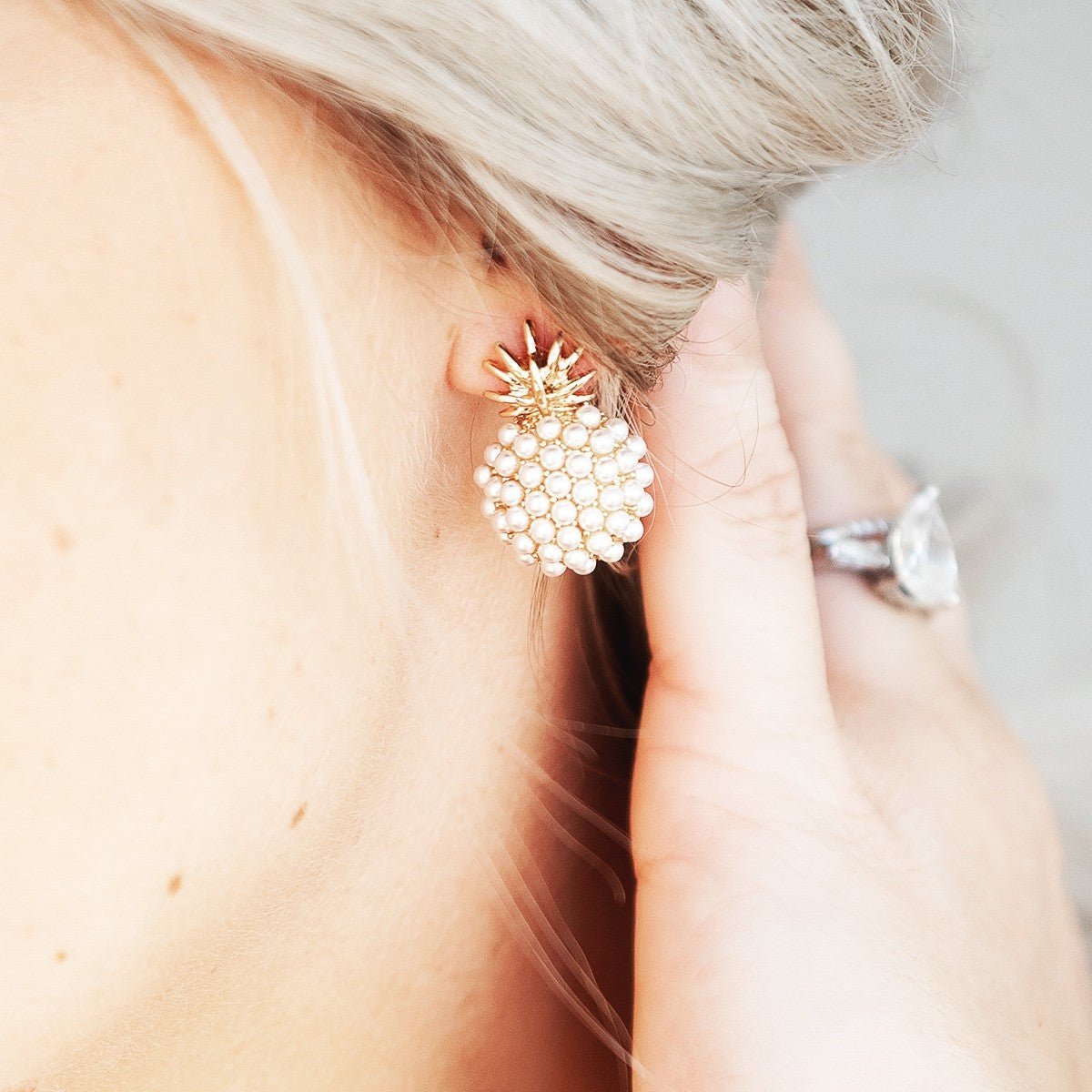 Pearl Pineapple Earrings