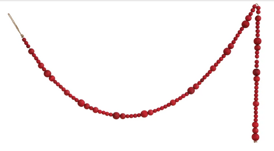 Red Paulownia Wood Bead Garland